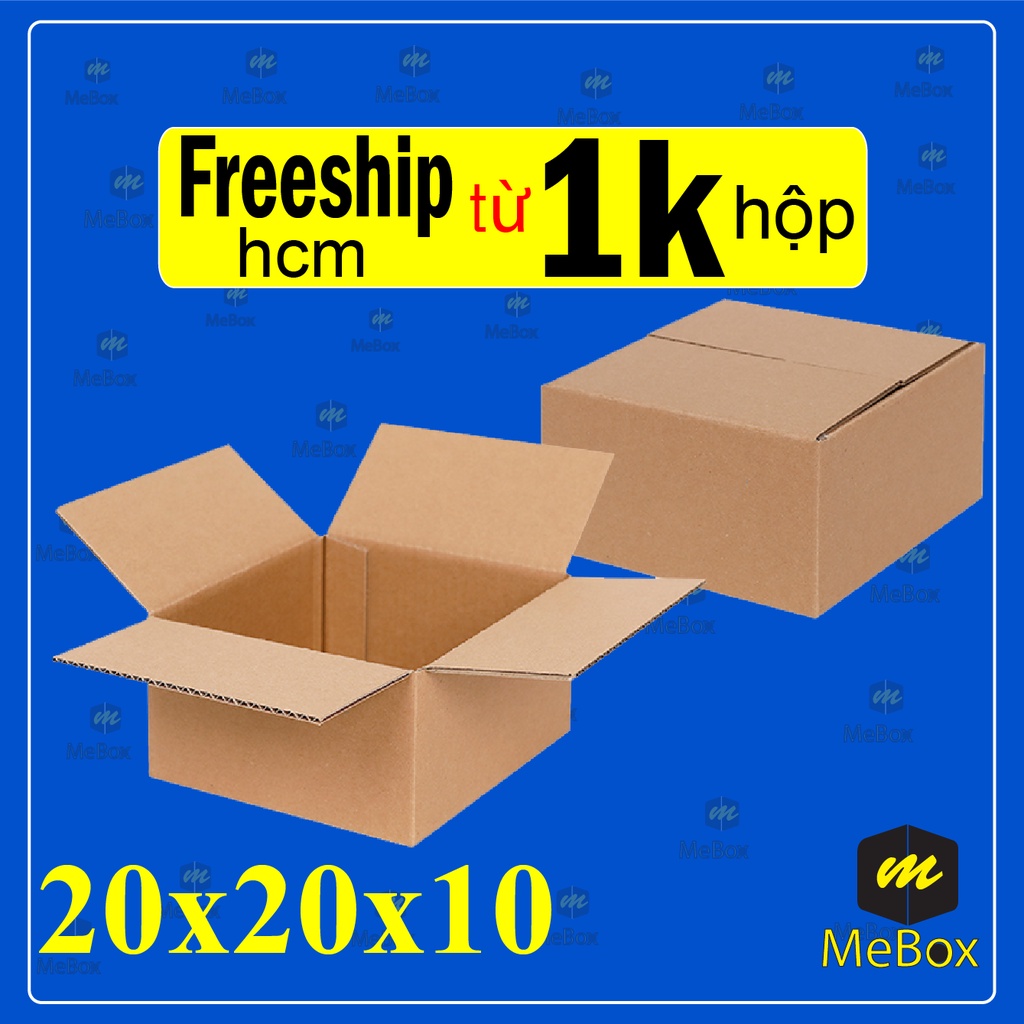 thùng hộp carton 20x20x10 bộ 50 trơn cứng cáp