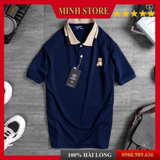 Áo Polo Nam Ngắn Tay có Cổ Bẻ Phối Áo thun nam in GẤU Cotton xuất xịn,chuẩn form sang trọng lịch lãm MINHSTORE