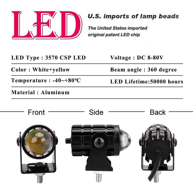 1 Đèn Pha LED Mini Cho Xe Máy