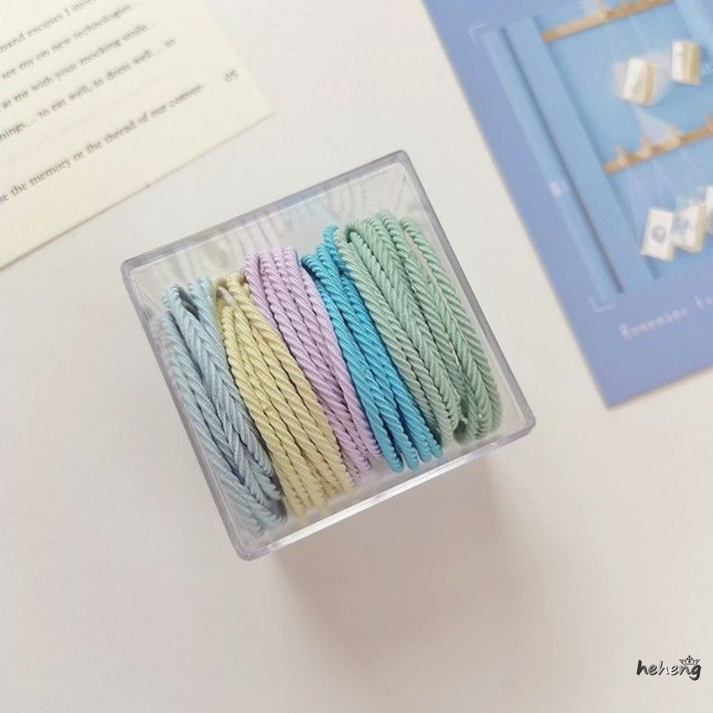 Boxed ~ Dây Buộc Tóc Cao Su Màu Sắc Độ Co Giãn Cao Kiểu Hàn Quốc zha tou Bền Bỉ Không Làm Tổn Thương Tóc Đơn Giản