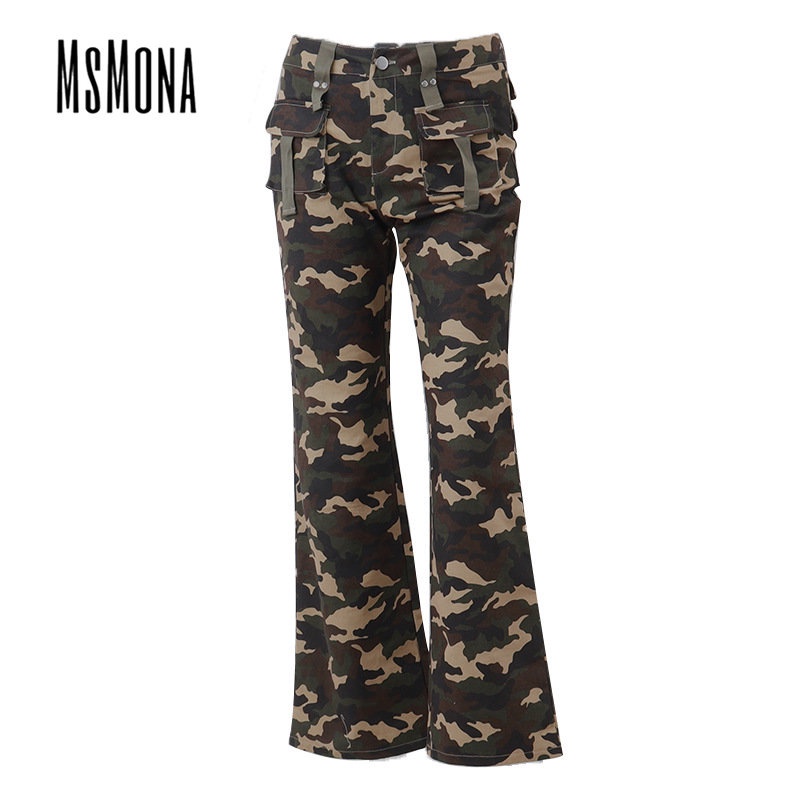 MsMona Quần Dài Lưng Thấp Họa Tiết Rằn Ri Thời Trang 2022 Cho Nữ
