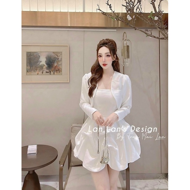 Sét váy 2s  tacta chân phồng mix áo khoác crotop siêu xinh