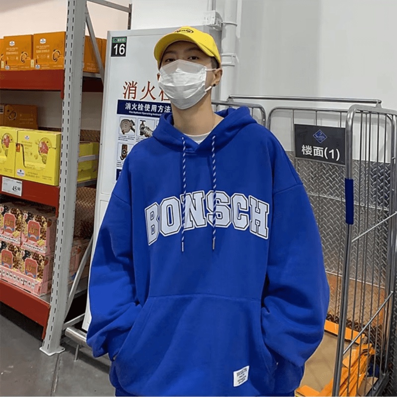 Áo Hoodie Dáng Rộng In Chữ Thời Trang Hàn Quốc Chất Lượng Cao Size M-5XL Cho Nam