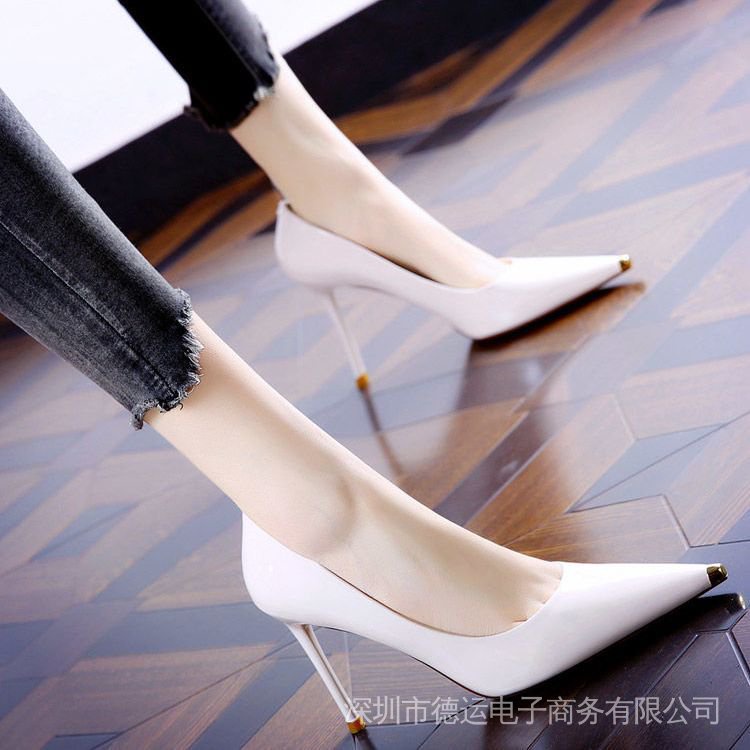 9cm Giày Cao Gót Mũi Nhọn Màu Đen Phong Cách Âu Mỹ Thời Trang 2022 Cho Nữ