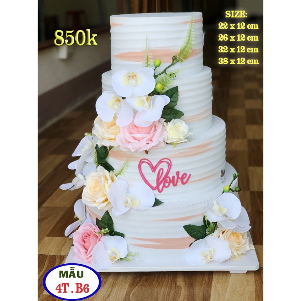 Bánh cưới giả cực đẹp, bánh cưới 4 tầng  hiện đại, bánh kem mô hình