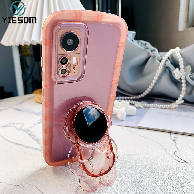 Ốp Điện Thoại Silicon Trong Suốt Có Giá Đỡ Hình Phi Hành Gia Cho Xiaomi 12 12T Pro Mi 11 12 Lite 11T Pro 5G