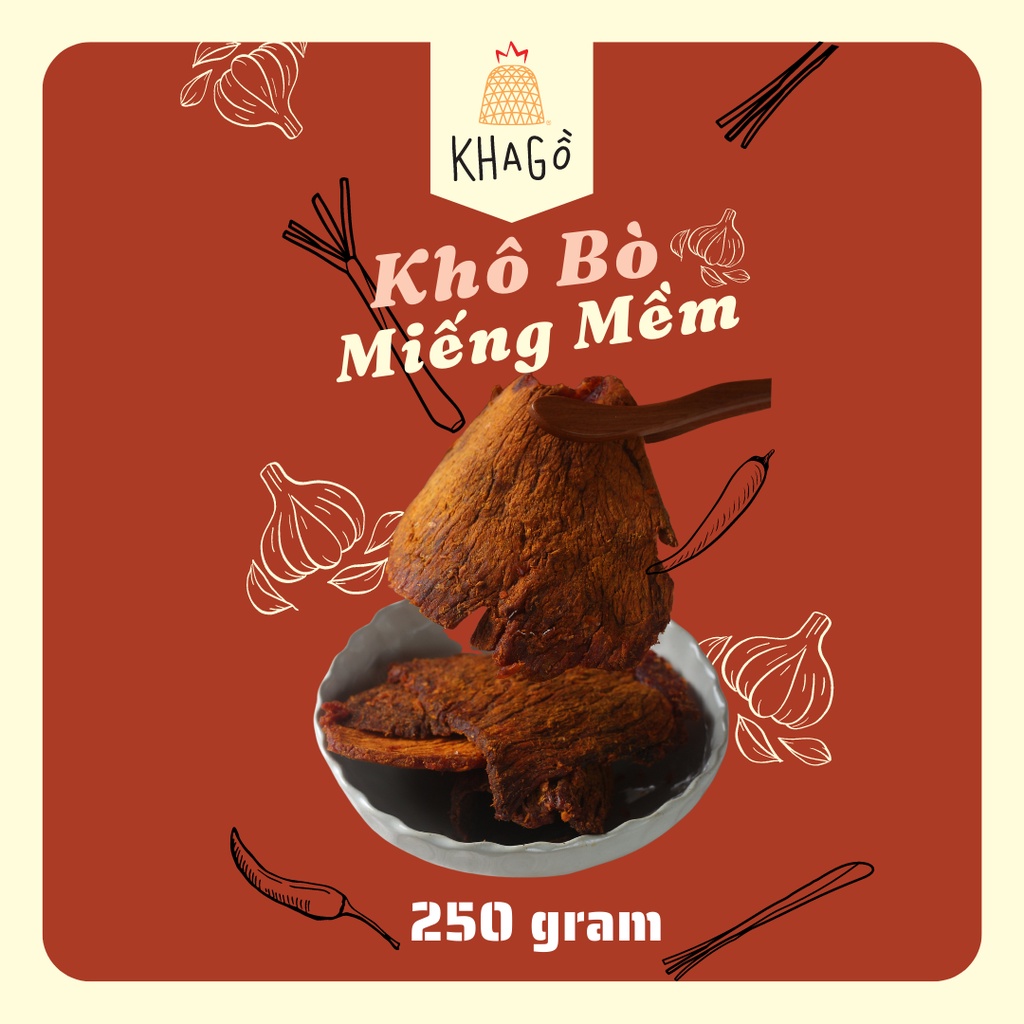 KHÔ BÒ MIẾNG MỀM 250gr | Ăn Vặt Văn Phòng, Du Lịch, Tết, Sài Gòn Ngon | KHA GỒ