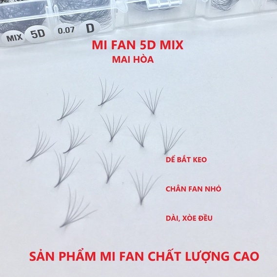 Mi FAN 5D MIX (9-15) C,CC,D 0.07_Dụng cụ nối mi_ Mai Hòa Lash