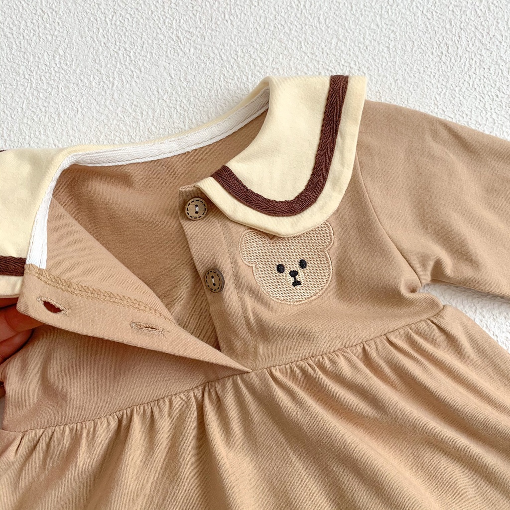 Đầm Mùa Thu Thêu Họa Tiết Chú Gấu Dễ Thương Cho Bé Trai / Gái