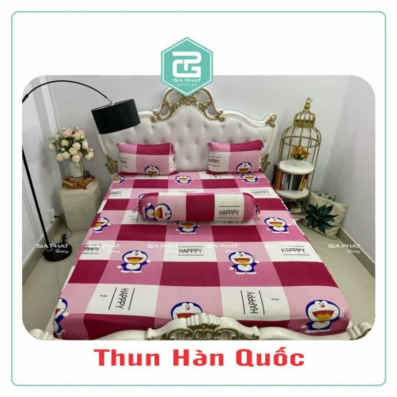 Bộ ga giường 1m4×2m thun lạnh Hàn Quốc 4 món (1ga, 2vỏ gối nằm, 1 vỏ gối ôm)
