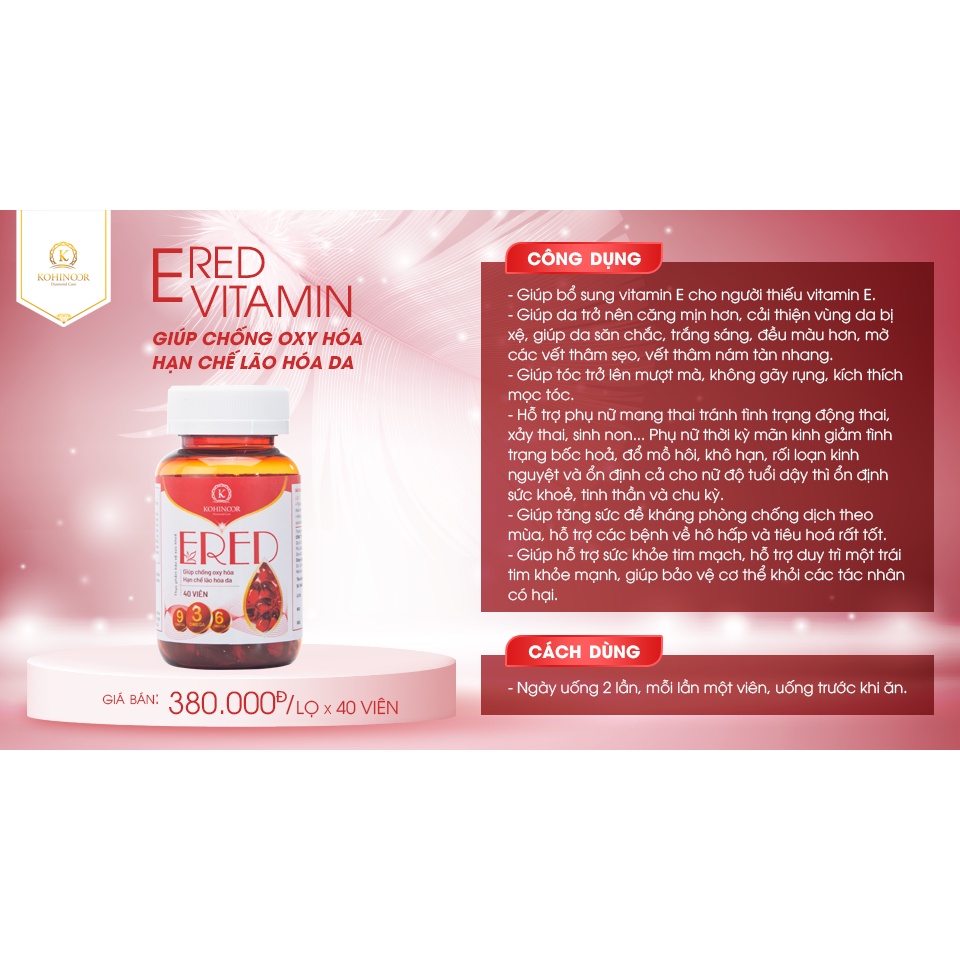 Vitamin E đỏ ERED Kohinoor (40 viên)