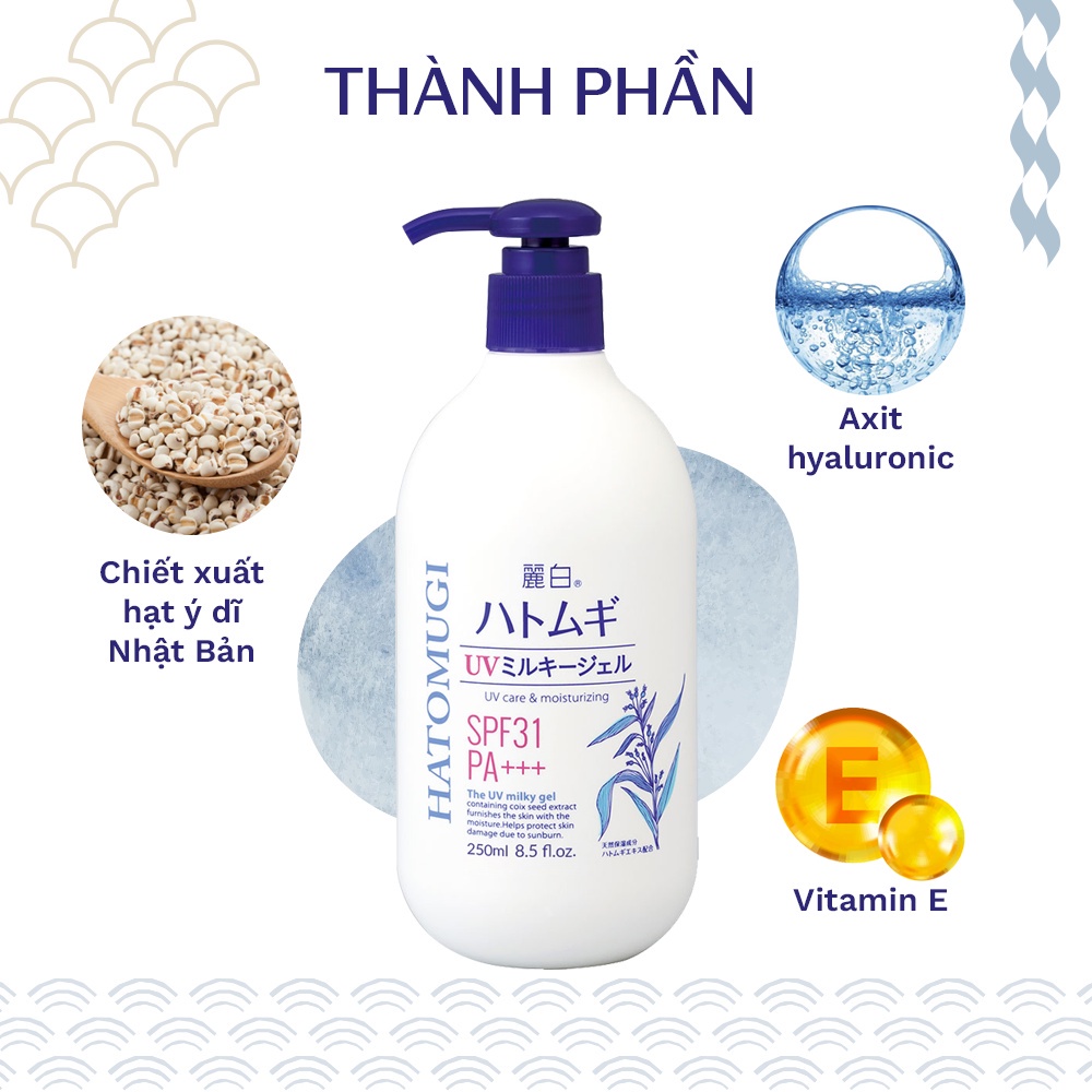 Combo Sữa Dưỡng Thể Ẩm Mượt, Trắng Da Ban Ngày 250ml Và Ban Đêm 400ml Reihaku Hatomugi