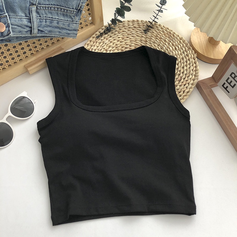 Áo Tank Top Cổ Vuông Màu Trơn Thời Trang Cho Nữ