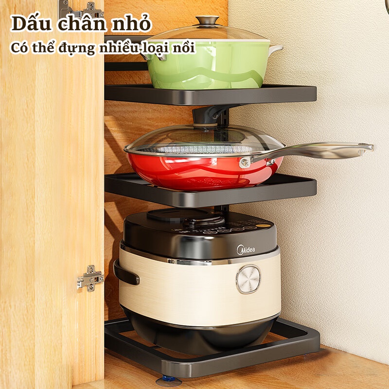 GSlife Kệ Để Nồi- Gía Để Đồ Nồi Đa Năng Thép Carbon ,Màu Đen ,Ổn Định Và Không Trơn Trượt An Ninh
