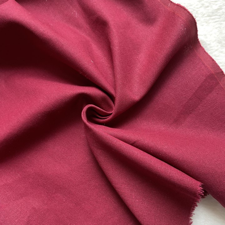Vải Linen Xước Đỏ Mận Lỗi Xước Nhẹ Khổ 1m44 - Co Giãn 2 Chiều, Thấm Hút - May Sơ Mi, Đầm, Váy, Đồ Thiết Kế
