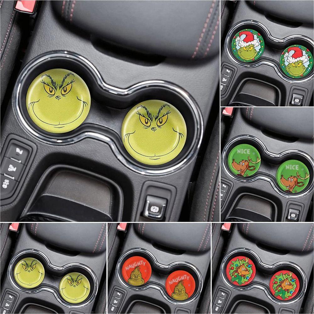 Bộ 2 Đế Lót Ly Cách Nhiệt In Họa Tiết Giáng Sinh Kèm Giá Đỡ Tiện Dụng Cho Xe Hơi