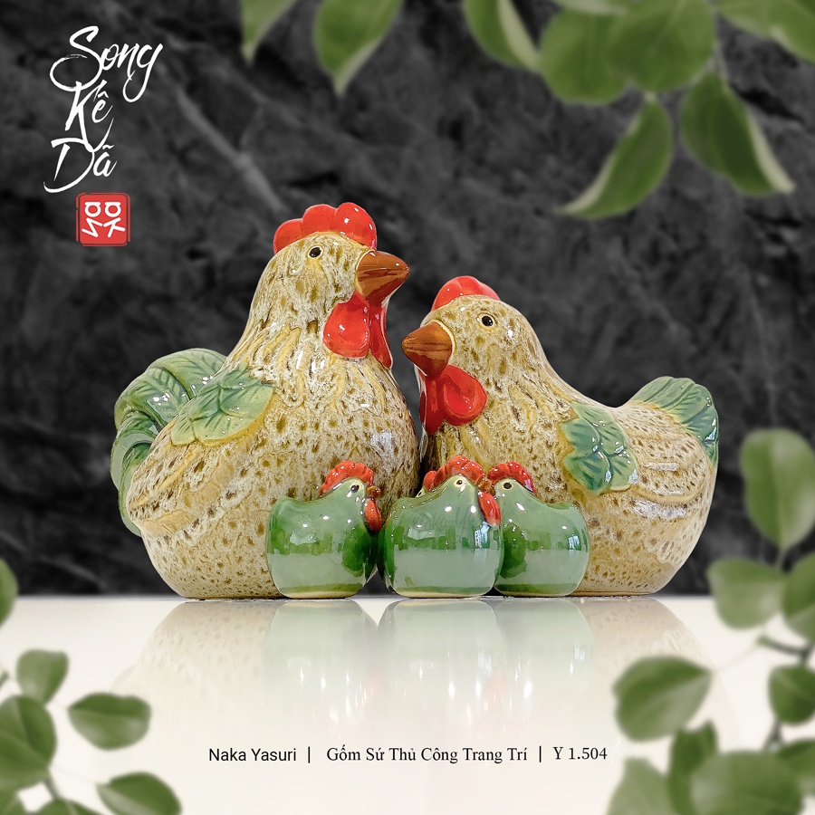 Gà Gốm Trang Trí Song Kê Dã Mỹ Nghệ Xuất Khẩu