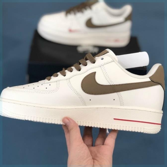 Giày Sneaker AF1 custom vệt nâu, air force 1 white brown bản mới - jinx.sneaker