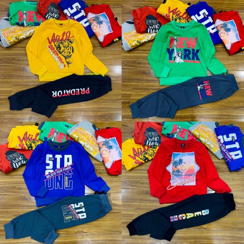 ❌ Xả Kho ✌️ Bộ nỉ da cá bé trai size đại 17-46kg