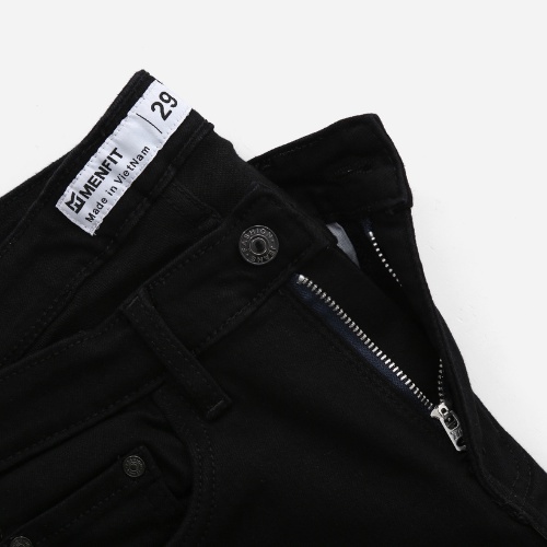 Quần jean nam đen trơn cao cấp MENFIT 2307001 chất denim co giãn nhẹ 2 chiều, chuẩn form