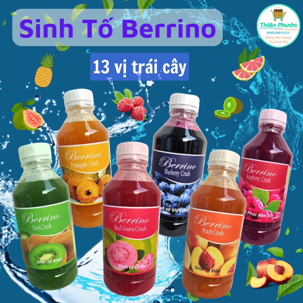 sinh tố trái cây Berrino 1 lít - 15 vị trái cây (bán chạy - nhiều sale)