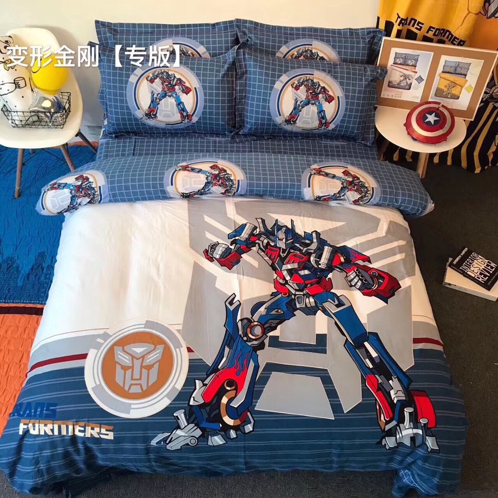 Bộ chăn ga gối Cotton lụa DISNEY cao cấp mẫu siêu nhân,oto cho bé trai