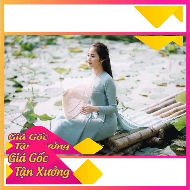 Áo dài chiffon 4 tà màu xanh đá