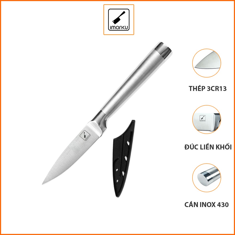 Dao gọt trái cây Imarku 20cm lưỡi thép 3cr13mov đúc liền cán inox 420