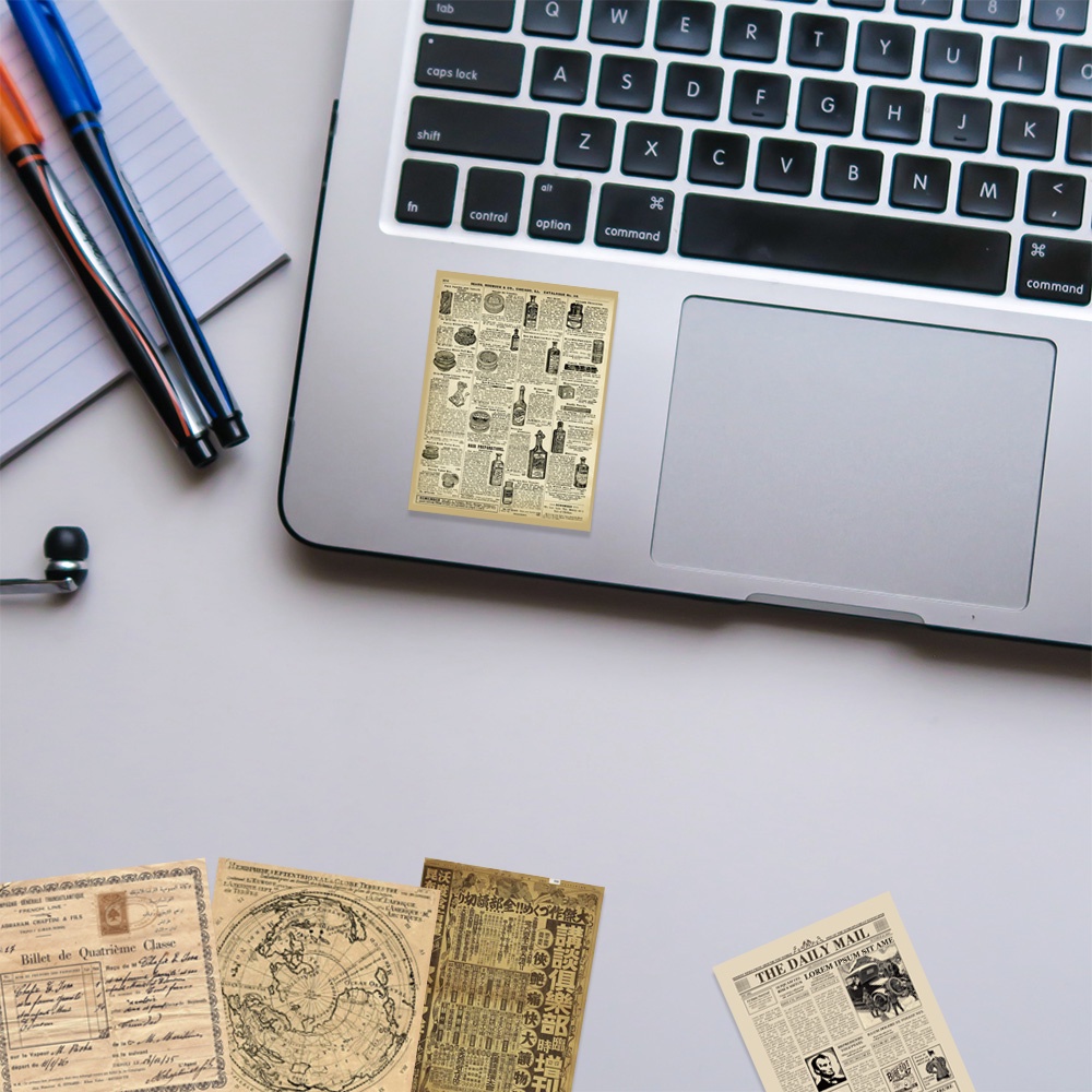 Bộ 35 Miếng Dán Trang Trí Nhật Ký Hình Tờ Báo Kiểu Vintage Sáng Tạo DIY