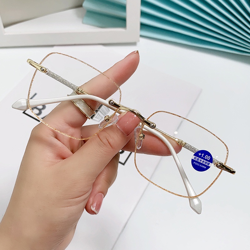 [+100°~+350°Mắt Kính Đọc Sách Không Gọng Chống Ánh Sáng Xanh Dành Cho Nam Và Nữ
