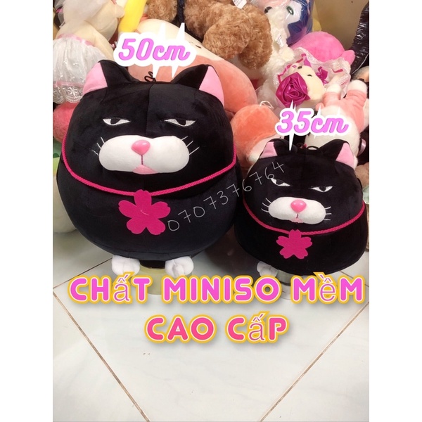 50cm Cao Cấp Gấu Bông MÈO ĐEN Jennifer 2Ngày 1 Đêm Dễ Thương- Chất Miniso Mềm