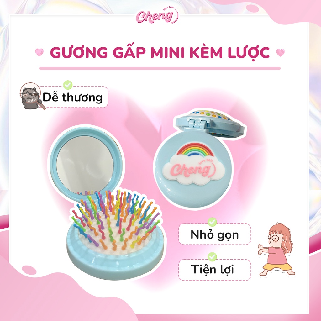 Gương Gấp Mini Kèm Lược Gỡ Rối Tóc Bỏ Túi | Chenglovehair, Chenglovehairs