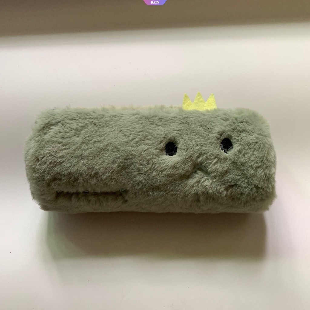 Túi Đựng Bút Hình Khủng Long Nhồi Bông Màu Xanh Lá Dễ Thương Cho Học Sinh / Văn Phòng