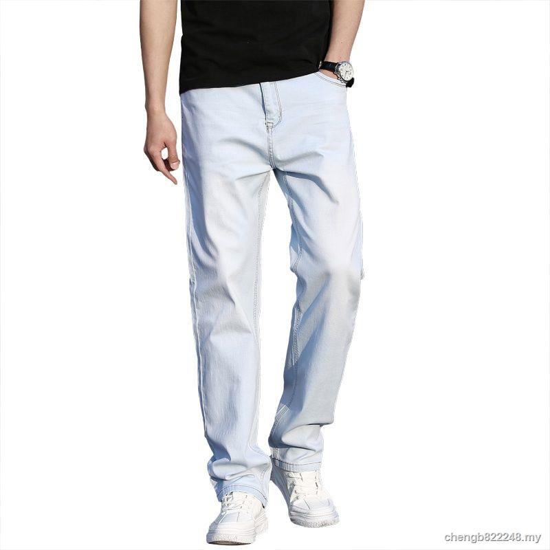 LEVIS Seluar Quần Jean Ống Suông Rộng Màu Trắng Xanh Nhạt Thời Trang Cho Nam