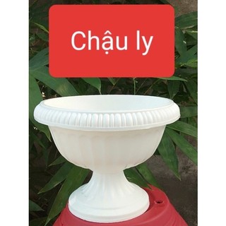 Combo 2 chậu ly nhựa chân đế giả sứ đk 30cm cao 27cm