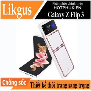 Ốp lưng chống sốc Likgus Browne luxury  cho Samsung Galaxy Z Flip 3 thiết kế họa tiết 3 sọc màu