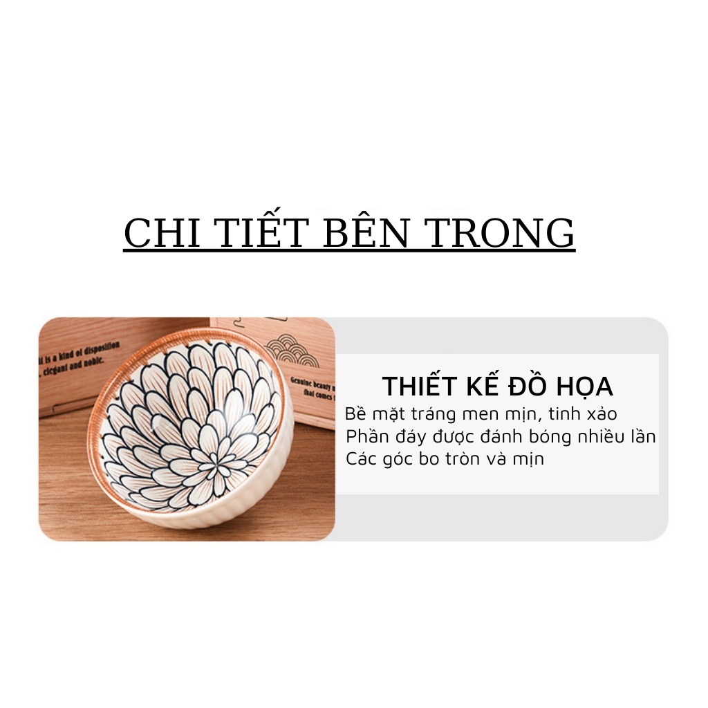 Bộ chén bát đĩa sứ Nhật Bản họa tiết trang nhã, sang trọng - Bộ chén bát decor siêu xinh - Tuấn Tú Office Store