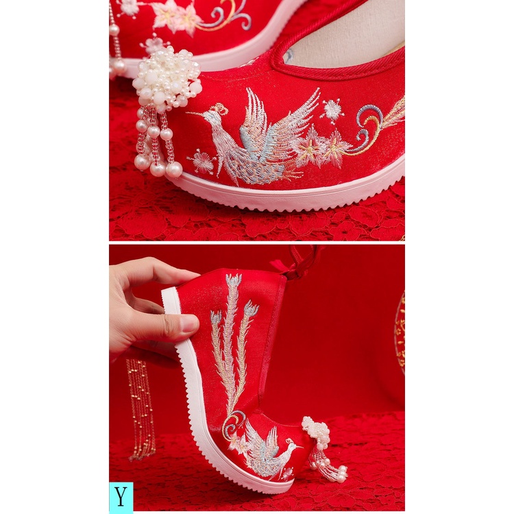 Giày Búp Bê Thêu Họa Tiết Phong Cách Trung Hoa Cổ Điển Cho Cô Dâu