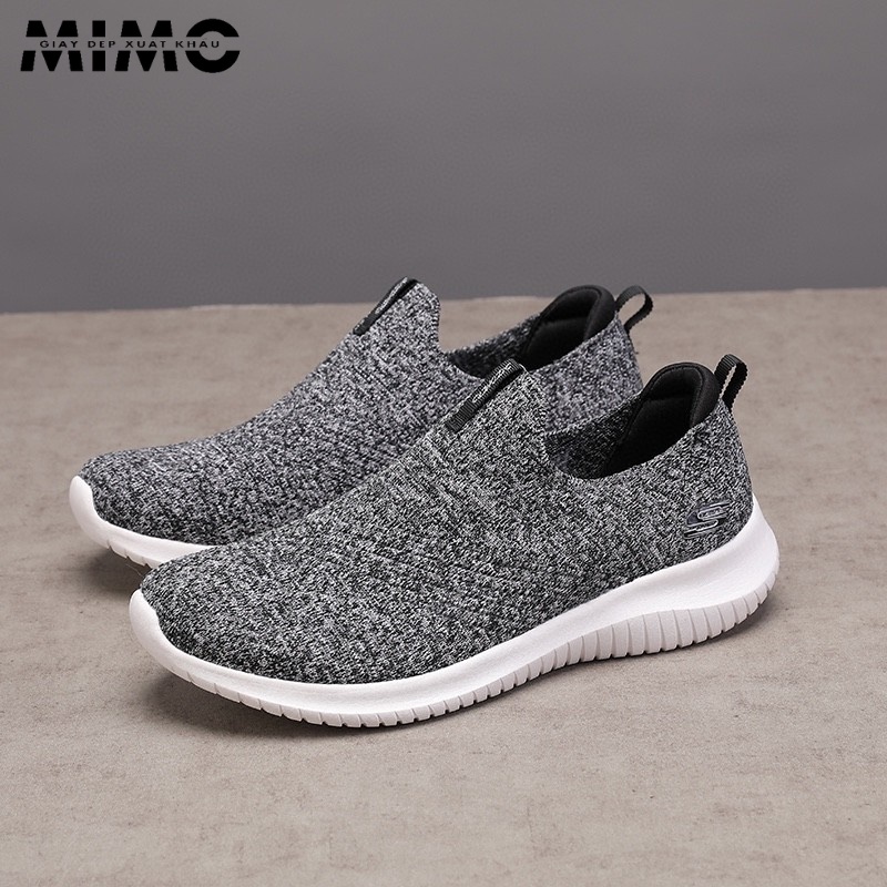 Giày Skechers mũi tên ghi đậm cho nữ, giày đi bộ, tập yoga êm nhẹ, thoáng khí, thiết kế thời trang