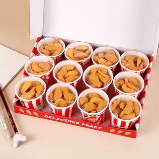 2022 Cartoon Simulation Whole Barrels Fried Chicken Set Eraser Mini Chicken Wings Chicken Leg Children Student School Season Stationery