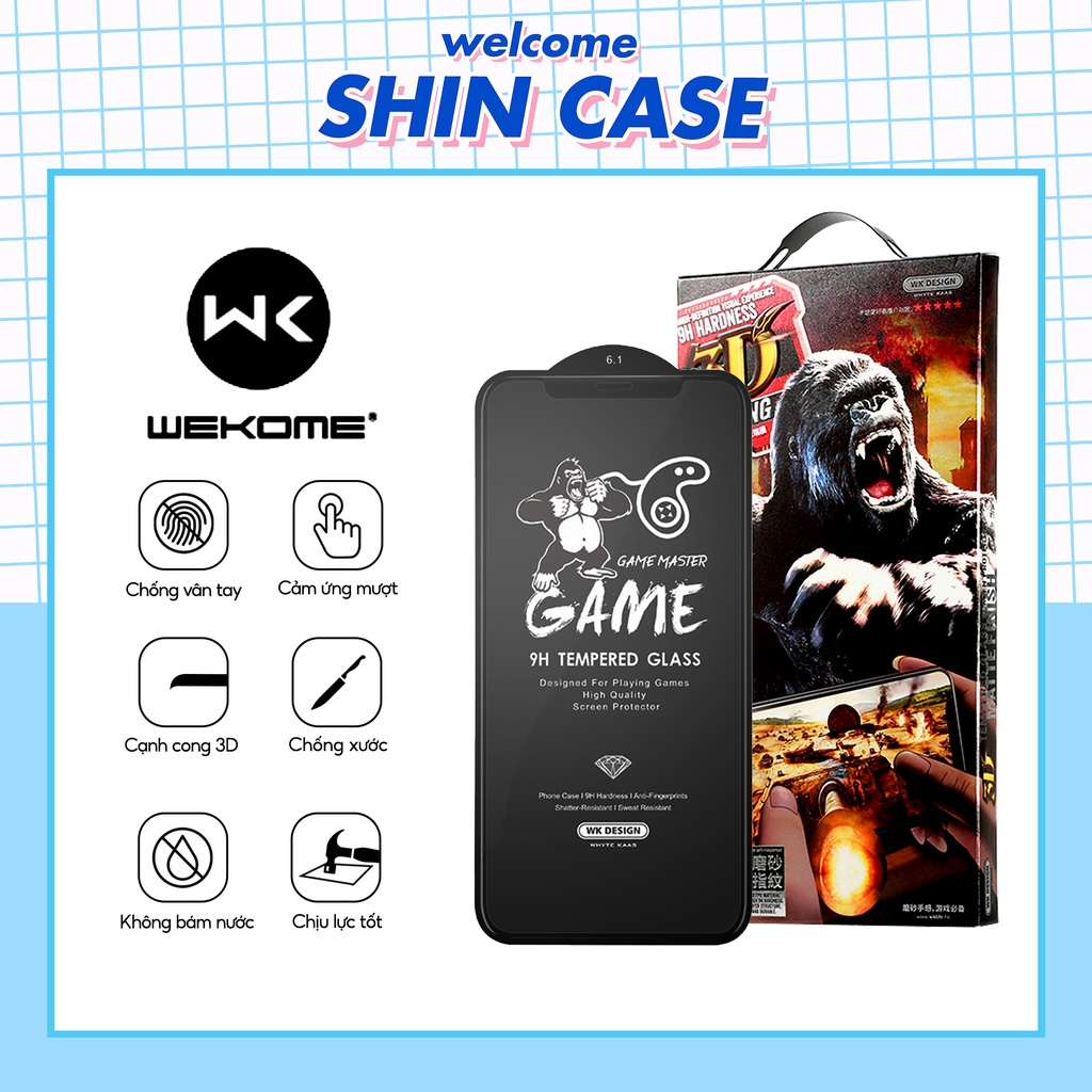 Kính cường lực iphone WK Gaming chống vân 6/6plus/6s/6splus/7/7plus/8/8plus/x/xs/11/12/13/pro/max/promax/Ốp lưng