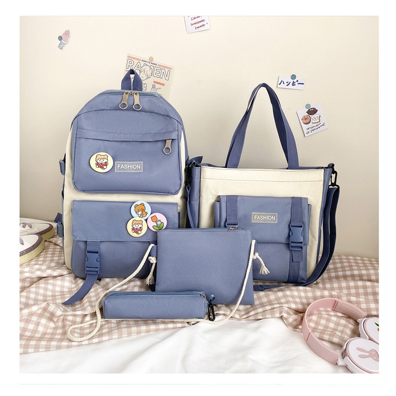 Set 4 món yadou 🎨gồm ba lô + túi đeo chéo + ví in họa tiết thời trang sức chứa lớn cho nữ