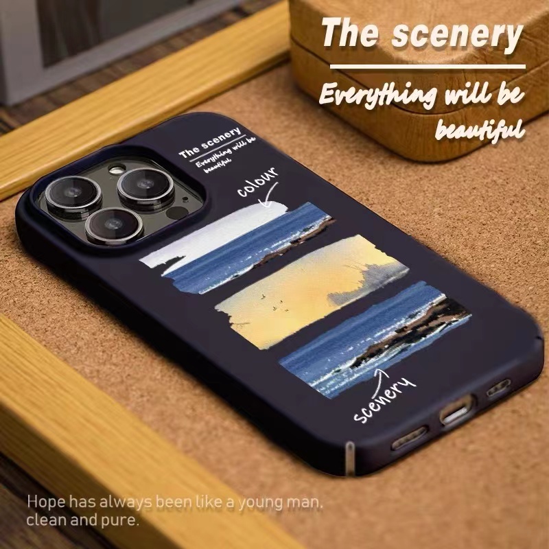 【Ultra-thin PC Hard case】Ốp Điện Thoại PC Cứng Hình Phong Cảnh Màu Nước Cho compatible for iPhone 14 pro max 13 pro max 12 pro max 11 pro max case
