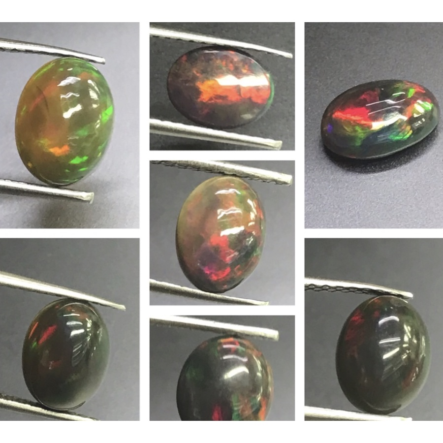 Đá tự nhiên opal đen Ethiopia hình bầu dục 1 đá quý