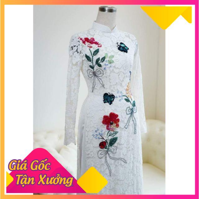 Áo dài cô dâu ren trắng cao cấp (may theo số đo)