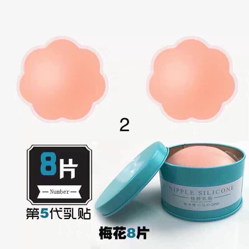 Hộp 10 Miếng 5 Cặp Dán Ngực Silicon siêu dính, dán Nhũ Hoa - Miếng Dán Ti