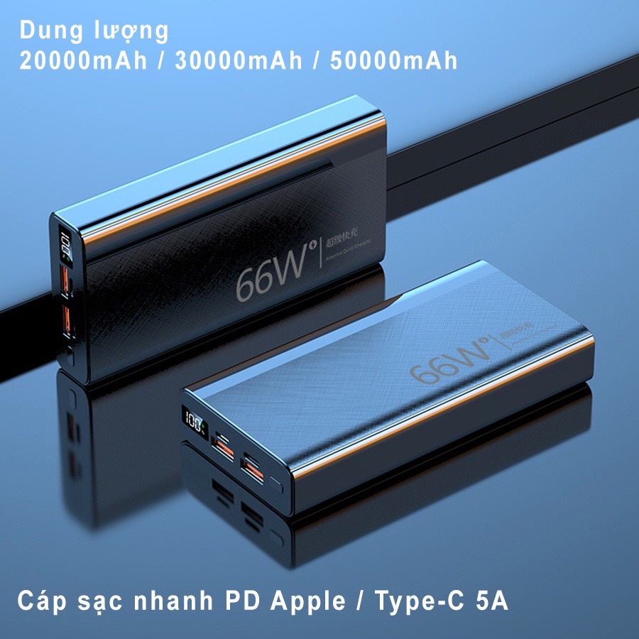 Sạc dự phòng siêu nhanh 60W/50.000mAh/30.000mAh/20.000mAh 3 đầu ra cáp