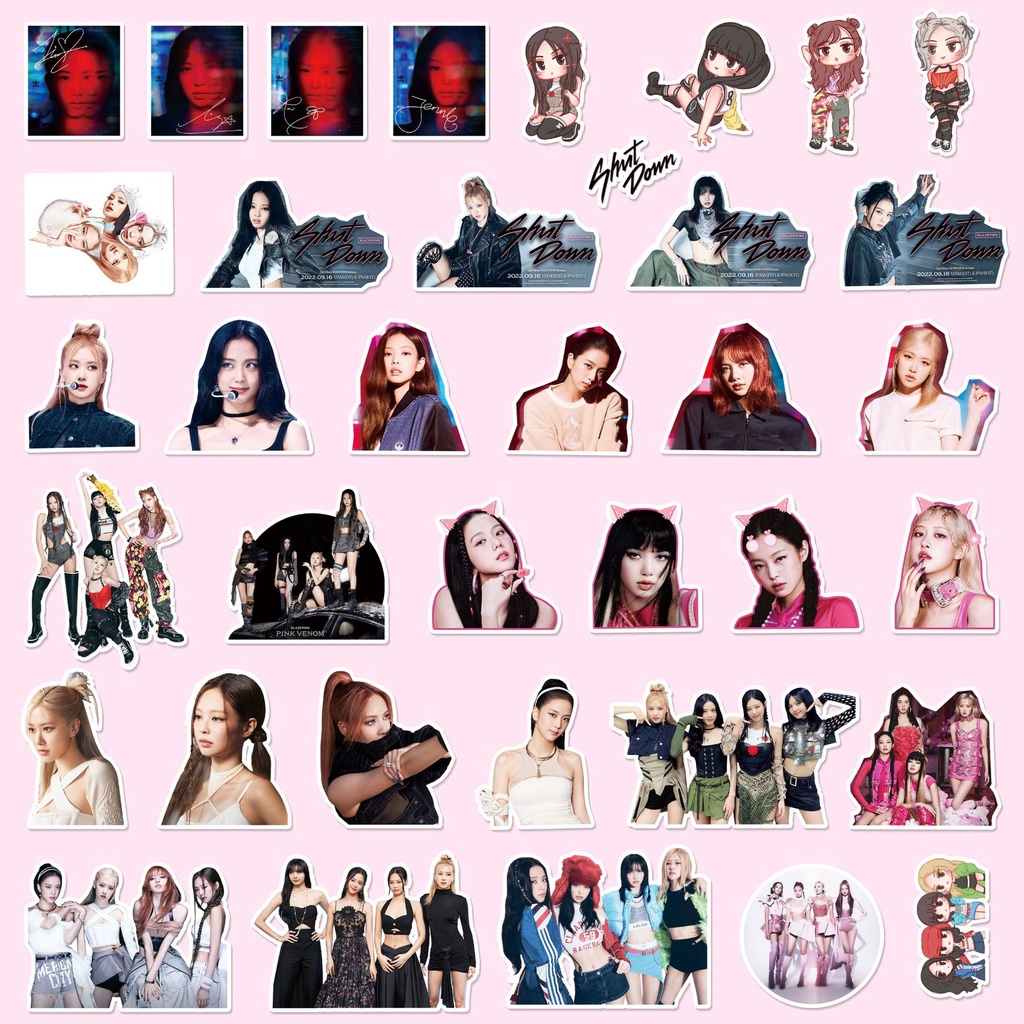 Blackpink Album Shut Down BORN PINK Stickers Lisa Rose Jennie Phone Luggage Tag Diy Sticker
