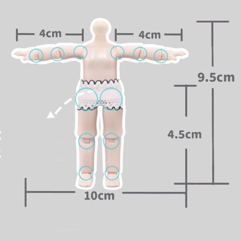 Búp Bê BJD 14cm Tỉ Lệ 1 / 12 Kèm Quần Áo Và Khớp Nối 12 Dễ Thương