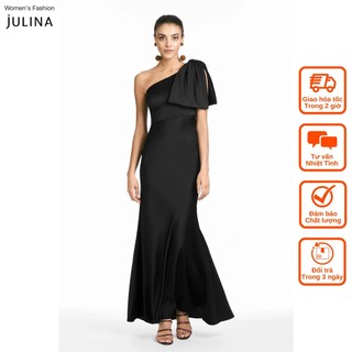 Đầm maxi lệch vai có nơ màu đen sang trọng dự tiệc SachinandBabi jf536